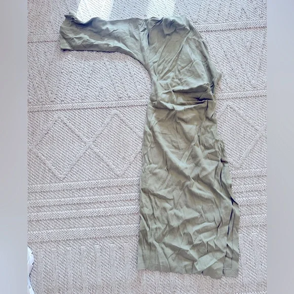 ZARA WOMAN NWT ASYMMETRICAL LINEN BLEND DRESS SIZE LARGE - Picture 6 of 7